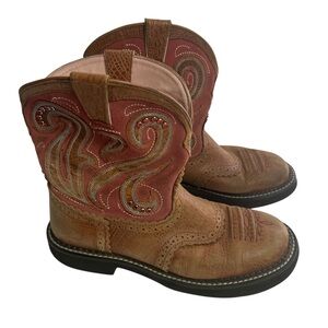 ARIAT Women’s Western Cowboy Boots Sz 8B Brown Beading & Embroidery Well Worn
